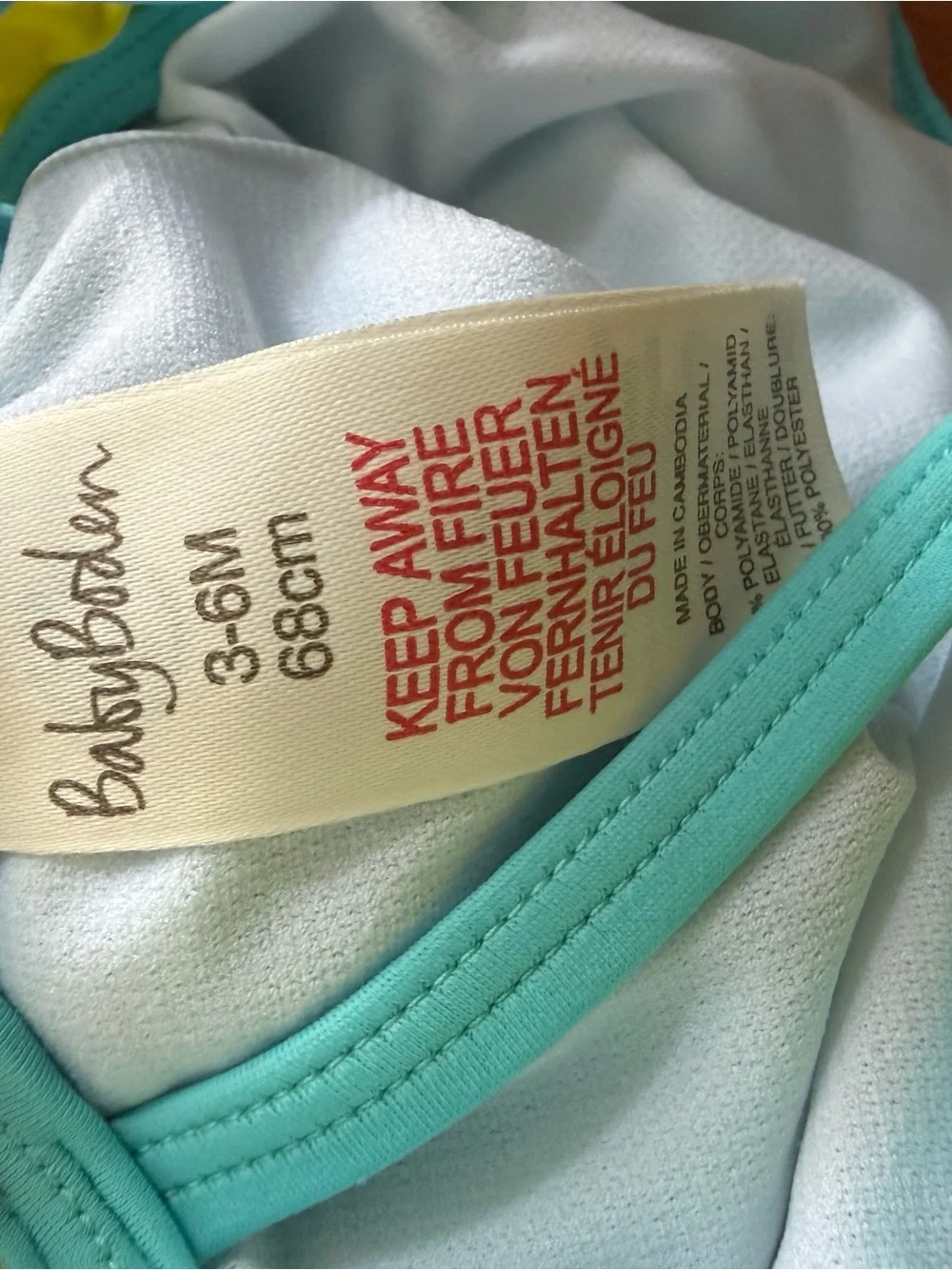 Baby Boden Turquoise Trim Baby Swimsuit